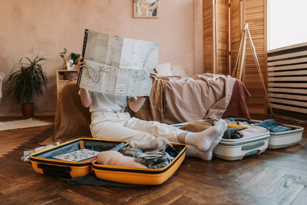 mum planning and packing for trip with toddler